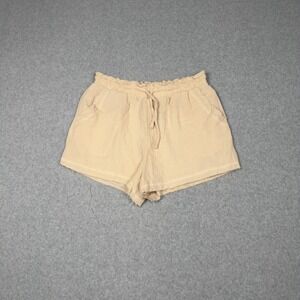 New In Beige Gauze Drawstring Lounge Shorts Women's Size L Casual